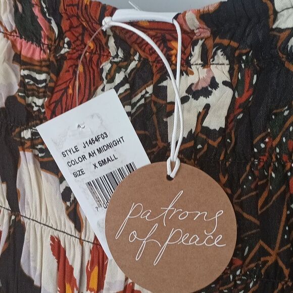 Womens Tropical/ Floral Puff Sleeve Square Neck Smocked Boho Top Sz XS - Picture 5 of 9